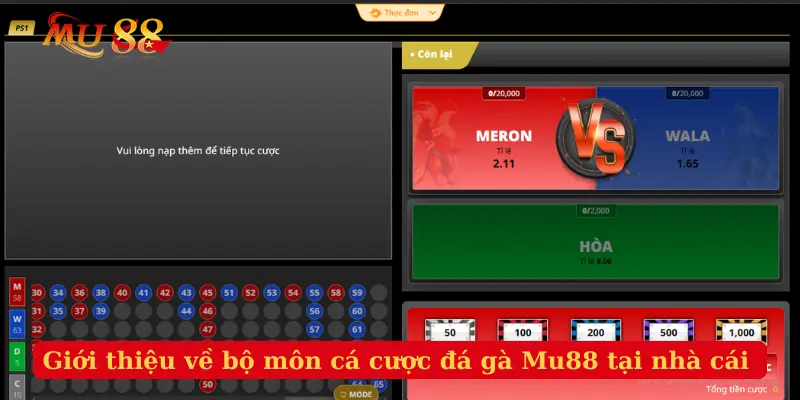 Giới thiệu về bộ môn cá cược đá gà Mu88 tại nhà cái
