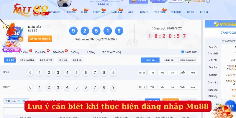Lưu ý cần biết khi thực hiện đăng nhập Mu88