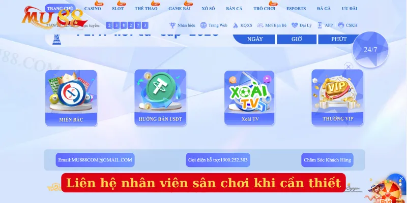 Liên hệ nhân viên sân chơi khi cần thiết