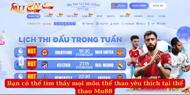 Bạn có thể tìm thấy mọi môn thể thao yêu thích tại thể thao Mu88