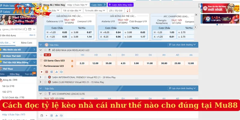 Cách đọc tỷ lệ kèo nhà cái như thế nào cho đúng tại Mu88